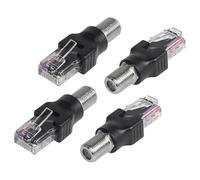 Wenxiaw Lot de 4 convertisseurs coaxiaux RF vers RJ45, fiche RF femelle vers fiche RJ45, câble coaxial vers Ethernet, adaptateur coaxial pour testeur de ligne, pour appareils de surveillance,
