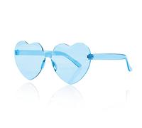 Wenxishangmao 1 paire de lunettes de soleil en forme de cœur, lunettes tendance multicolores en forme de cœur, lunettes une pièce en forme de cœur, pour homme et femme, bleu