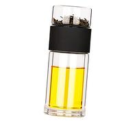Wenxishangmao Bouteille à thé avec infuseur à thé, double paroi en verre, tasse de voyage portable (noir)