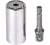 Wenxishangmao Jeu de clés à douille, outils de réparation à main multifonctions, avec adaptateur de perceuse, pour décoration de maison, construction, réparation de voiture (3/8" 7-19 mm)