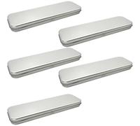 Wenxishangmao Mini boîte à crayons en métal portable rectangulaire compacte à charnière pour fournitures artistiques, école et voyage, Argenté., 5 pcs, Simple et facile