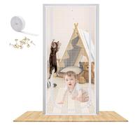 WenYa Moustiquaire pour chat renforcée extra haute avec fermeture éclair bilatérale - Très résistante - Pour salon, cuisine, chambre à coucher - 90 x 210 cm - Blanc