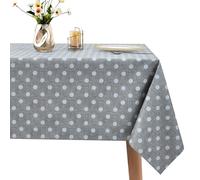 WenYa Nappe à pois facile à nettoyer en PVC facile à nettoyer - Nappe de table carrée imperméable pour pique-nique, fête intérieure et extérieure - Gris - 137 x 137 cm