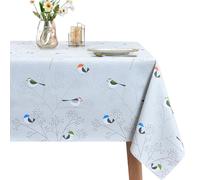 WenYa - Nappe en PVC facile à nettoyer, nappe essuyable en plastique, nappe rectangulaire imperméable pour pique-nique, fête en plein air et à l’intérieur - Motif oiseau, 255 x 137 cm