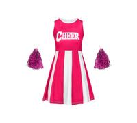 WENYAZIGUO Costume de pom-pom girl, Ensemble uniforme de pom-pom girl for filles en plusieurs tailles multicolores avec 2 pompons(Rose Red,140)