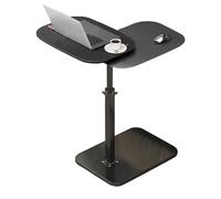 WENYAZIGUO Table d'appoint pour canapé, Adjustable C Shaped End Table Double Layer 360 Swivel Brown Black 21-33 inches(Black Paint)