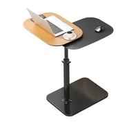 WENYAZIGUO Table d'appoint pour canapé, Adjustable C Shaped End Table Double Layer 360 Swivel Brown Black 21-33 inches(Brown Leather)