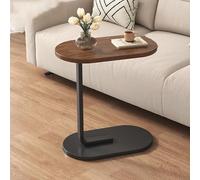 WENYAZIGUO Table d'appoint pour canapé, Glissière Ronde en Forme de C sous Le canapé for Le Bureau de Chambre à Coucher de Salon Multicolore(Black+Walnut)