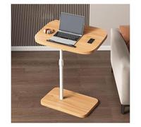 WENYAZIGUO Table d'appoint pour canapé, Plateau TV réglable en Forme de C avec Support Rotatif à 360 degrés en Marron(Wood Color)