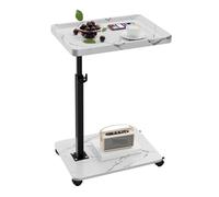 WENYAZIGUO Table d'appoint pour canapé, Table Mobile C Rotative Réglable à 360° en Bois Massif Multicolore 40x30x45cm(Weiß)