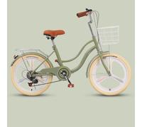 WENYAZIGUO Vélo de Ville, Vélo de Banlieue Hybride for Adultes, 6 Vitesses, Freins Avant et arrière, Porte-Bagages Multicolore, Plusieurs Tailles(Green,22inch)