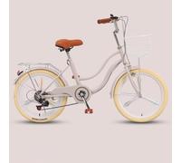 WENYAZIGUO Vélo de Ville, Vélo de Banlieue Hybride for Adultes, 6 Vitesses, Freins Avant et arrière, Porte-Bagages Multicolore, Plusieurs Tailles(Grey,24inch)