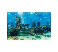 WENYOG Poster Aquarium Autocollant de Fond d'aquarium, Papier Peint Paysage sous-Marin, décorations Toile en PVC(BLUE1,40x80cm)