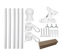 wenyouya Kit de mât de drapeau avec support mural, avec deux boucles sécurisées pour maintenir les drapeaux fermement sans s'emmêler, convient pour une installation de jardin ou de cour (blanc)
