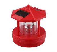 wenyouya Phare solaire rotatif à 360°, étanche, décoration de jardin avec deux panneaux, 11 cm, LED blanche (rouge)