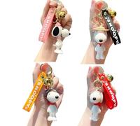 Wenyue 4 types de porte-clés Snoopy, porte-clés de style anime mignon, pendentif en métal Snoopy 3D, porte-clés mignon pour sac de filles, porte-clés cadeau