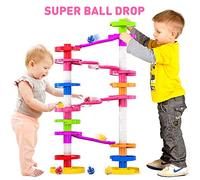 WEofferwhatYOUwant Super Ball Drop - Circuit à Billes Bébé 26 Pièces - Jouet Éducatif Montessori dès 10 Mois - Ramps Spiralées, Ponts Connectables, Billes Rattle - Apprentissage Motricité