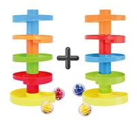 WEofferwhatYOUwant Tour à Balles Montessori - Jeu Éducatif pour Bébé dès 9 Mois avec 2 Tours ou 1 Grande Structure | Coordination Œil-Main | Ramps Empilables | Balles Sonores Sûres & Durables