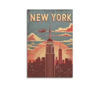 WEOFURBL Poster décoratif sur toile de New York Empire State Building - Poster et image d'art moderne pour chambre à coucher - 30 x 45 cm