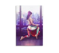 WEOFURBL Poster décoratif sur toile « Pilates » : « A Rainy Day in The Big City » - Poster décoratif sur toile pour chambre à coucher - 50 x 75 cm