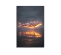 WEOFURBL Poster décoratif sur toile représentant une baleine qui brille sur l'eau pour chambre à coucher (20 x 30 cm)