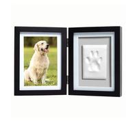 WEOKDFHA Cadre Photo pour Animaux Cadre Photo avec Empreintes de Pattes d'animaux et kit d'impression en Argile - Kit création d'empreintes présentoir for Chats Chiens(Black)