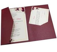 WEOKDFHA Cartes D'invitation De Mariage Kit de cartes d'invitation mariage à trois volets découpées au Laser, 50 roses, enveloppe poche Pour Mariage(Pearl burgundy,Cover and envelope)