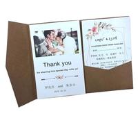 WEOKDFHA Cartes D'invitation De Mariage Kit de cartes d'invitation mariage à trois volets découpées au Laser, 50 roses, enveloppe poche Pour Mariage(Kraft,Custom set)
