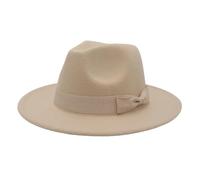 WEOKDFHA Chapeau Femme Chapeau Fedora À Large Bord for Femme, Couleur Unie, Style Jazz, Idéal for Une Fête De Mariage Ou Église, Collection Automne-Hiver(Beige,56-58cm)
