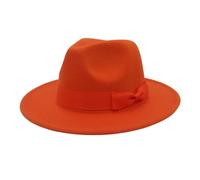 WEOKDFHA Chapeau Femme Chapeau Fedora À Large Bord for Femme, Couleur Unie, Style Jazz, Idéal for Une Fête De Mariage Ou Église, Collection Automne-Hiver(Orange,59-61cm)