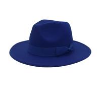 WEOKDFHA Chapeau Femme Chapeau Fedora À Large Bord for Femme, Couleur Unie, Style Jazz, Idéal for Une Fête De Mariage Ou Église, Collection Automne-Hiver(Sapphire Blue,59-61cm)