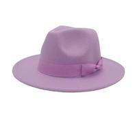WEOKDFHA Chapeau Femme Chapeau Fedora À Large Bord for Femme, Couleur Unie, Style Jazz, Idéal for Une Fête De Mariage Ou Église, Collection Automne-Hiver(Purple,59-61cm)