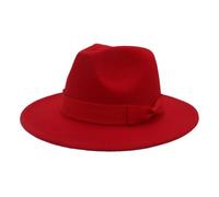 WEOKDFHA Chapeau Femme Chapeau Fedora À Large Bord for Femme, Couleur Unie, Style Jazz, Idéal for Une Fête De Mariage Ou Église, Collection Automne-Hiver(Red,59-61cm)
