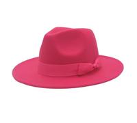 WEOKDFHA Chapeau Femme Chapeau Fedora À Large Bord for Femme, Couleur Unie, Style Jazz, Idéal for Une Fête De Mariage Ou Église, Collection Automne-Hiver(Rose Red,59-61cm)