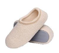 WEOKDFHA Chaussons Fermés Chaussons d'intérieur en fourrure for femmes, chaussures plates polaire, pelucheuses for l'hiver, chaudes et confortables pour l'hiver(Beige,42)