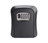 WEOKDFHA Coffre À Clés Boîte de Verrouillage à clé Murale, Combinaison 4 Chiffres, Mot Passe, Stockage clés, Organisateur Secret for la Maison, Coffre-Fort extérieur en Aluminium(Black)