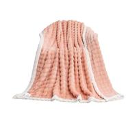 WEOKDFHA Couverture en Flanelle Couverture de Flanelle à Bulles Douces, Couverture Sieste for climatisation, d'été Chaude et Fine en Molleton Corail, canapé Peluche pour Le Lit(Pink,Full)