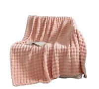 WEOKDFHA Couverture en Flanelle Couverture de Flanelle à Bulles Douces, Couverture Sieste for climatisation, d'été Chaude et Fine en Molleton Corail, canapé Peluche pour Le Lit(Pink,180x200cm)