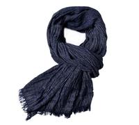 WEOKDFHA Écharpe En Coton Et Lin Écharpe longue en coton et lin for homme, style décontracté, chaude, avec pompon, pashmina, collection automne-hiver(Deep blue)