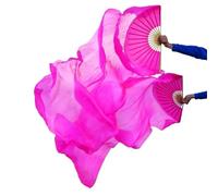 WEOKDFHA Fan De Danse Orientale 1 Paire de voiles Danse du Ventre en Soie véritable, Taille Classique, Voile éventail, Spectacle Performance Danseuse pour Spectacles(Color 11,M-150x90cm Real Silk)