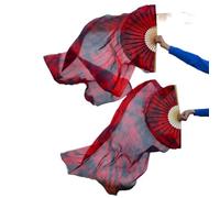 WEOKDFHA Fan De Danse Orientale 1 Paire de voiles Danse du Ventre en Soie véritable, Taille Classique, Voile éventail, Spectacle Performance Danseuse pour Spectacles(Color 10,M-150x90cm Real Silk)
