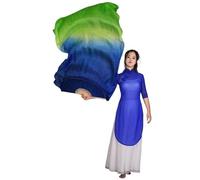 WEOKDFHA Fan De Danse Orientale 1 Paire (Gauche + Droite) Voile d'éventail de Danse du Ventre en Soie véritable 0,8 m for Femmes pour Spectacles(Color 10,120cmX90cm)