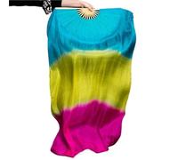 WEOKDFHA Fan De Danse Orientale 1 Paire (Gauche + Droite) Voile d'éventail de Danse du Ventre en Soie véritable 0,8 m for Femmes pour Spectacles(Color 5,210cmX90cm)