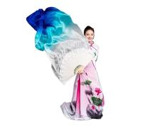 WEOKDFHA Fan De Danse Orientale 1 Paire (Gauche + Droite) Voile d'éventail de Danse du Ventre en Soie véritable 0,8 m for Femmes pour Spectacles(Color 22,180cmX90cm)