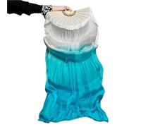 WEOKDFHA Fan De Danse Orientale 1 Paire (Gauche + Droite) Voile d'éventail de Danse du Ventre en Soie véritable 0,8 m for Femmes pour Spectacles(Color 7,120cmX90cm)