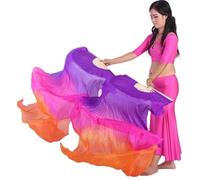 WEOKDFHA Fan De Danse Orientale 1 Paire (Gauche + Droite) Voile d'éventail de Danse du Ventre en Soie véritable 0,8 m for Femmes pour Spectacles(Color 15,120cmX90cm)