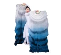 WEOKDFHA Fan De Danse Orientale 1 Paire (Gauche + Droite) Voile d'éventail de Danse du Ventre en Soie véritable 0,8 m for Femmes pour Spectacles(Color 2,180cmX90cm)