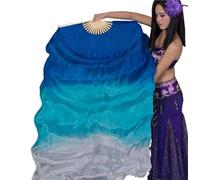 WEOKDFHA Fan De Danse Orientale 1 Paire (Gauche + Droite) Voile d'éventail de Danse du Ventre en Soie véritable 0,8 m for Femmes pour Spectacles(Color 8,120cmX90cm)