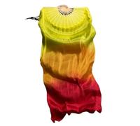 WEOKDFHA Fan De Danse Orientale 1 Paire (Gauche + Droite) Voile d'éventail de Danse du Ventre en Soie véritable 0,8 m for Femmes pour Spectacles(Color 21,180cmX90cm)