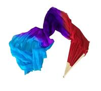 WEOKDFHA Fan De Danse Orientale Voile de Soie Danse du Ventre, véritable Long éventail, Accessoires Performance Danseuse, Banderole Drapeau louange d'église pour Spectacles(Color 11,120cm)
